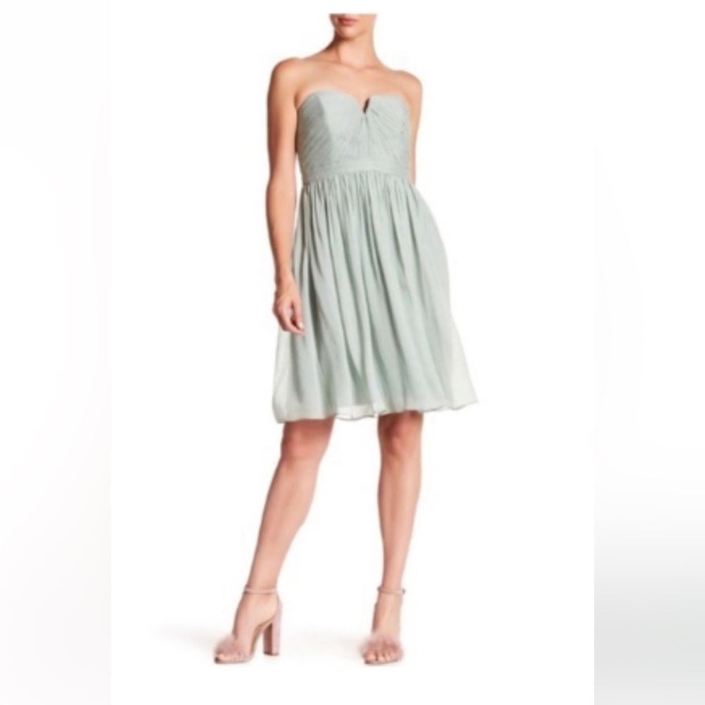 3. Medium J-Crew “Nadia” Sage green dress midi length strapless